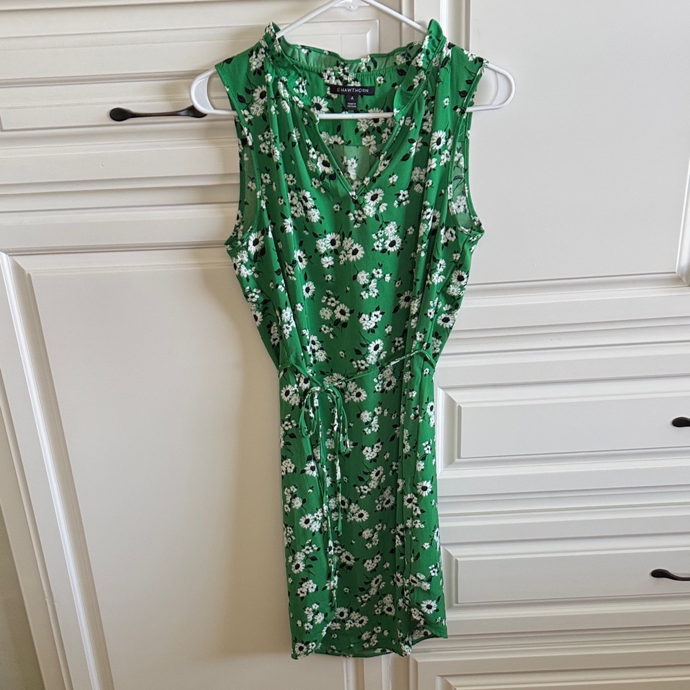 41 Hawthorn Green Floral Tie-Waist Midi Dress